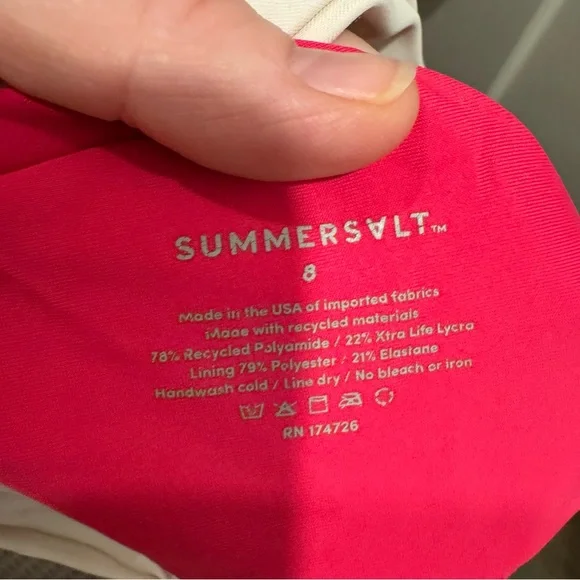 Summersalt Sidestroke One Piece Swimsuit 8 Pink Red Colorblock Vacation Summer - Picture 13 of 13